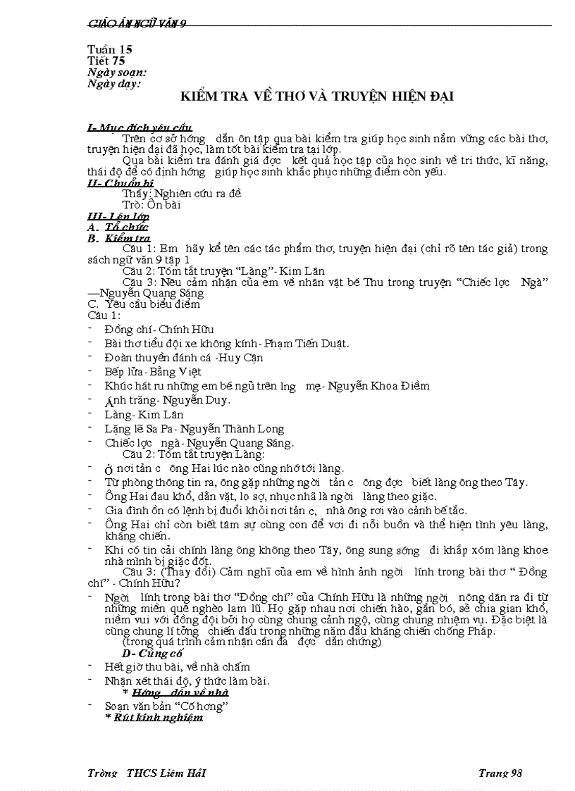 image for page Giáo án ngữ văn 9