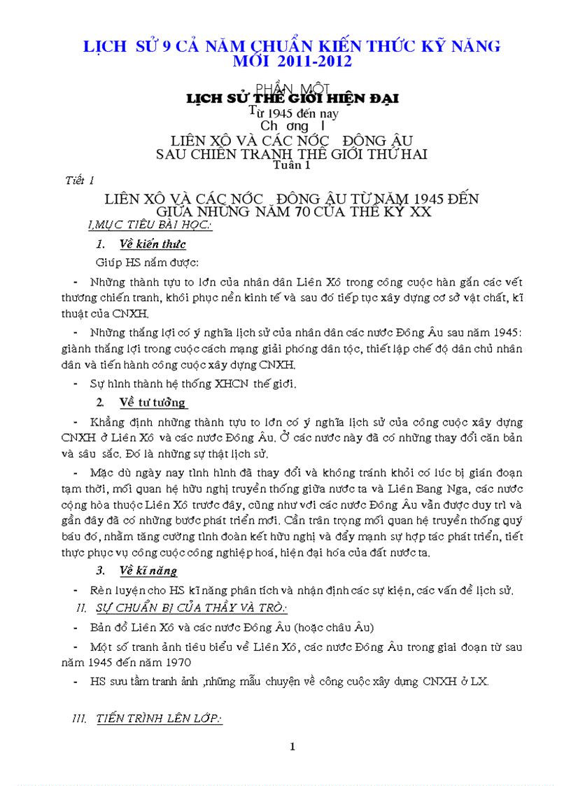 image for page Giao an Su 9 Chuan KT 3 cot