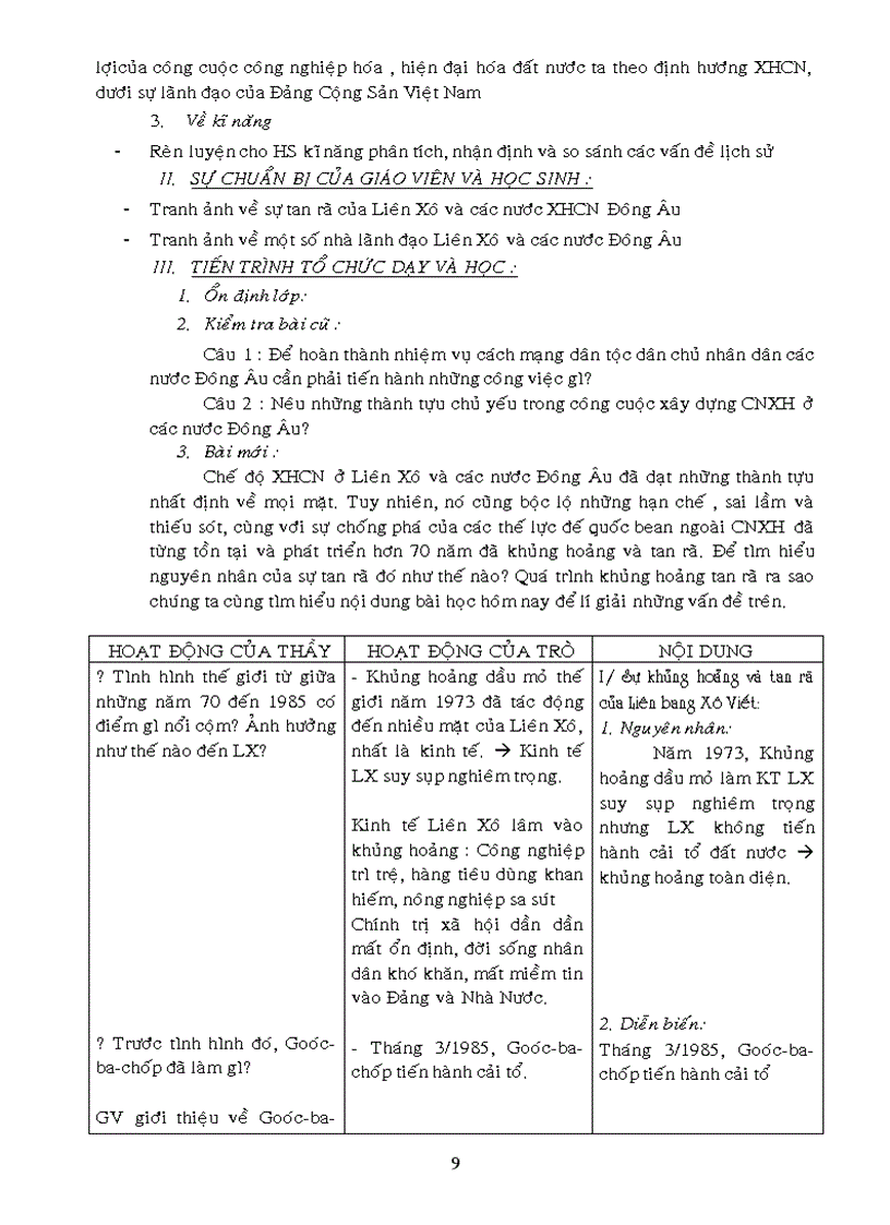 image for page Giao an Su 9 Chuan KT 3 cot