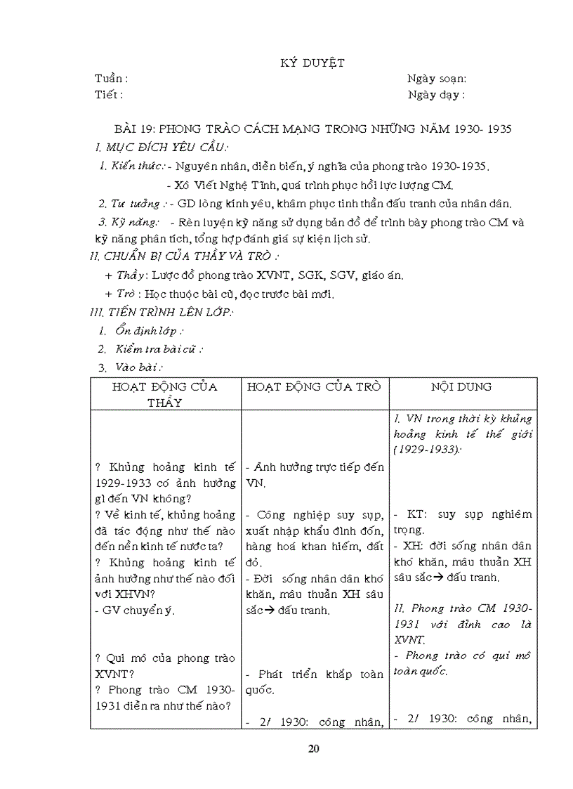 image for page Giao an Su 9 Chuan KT 3 cot