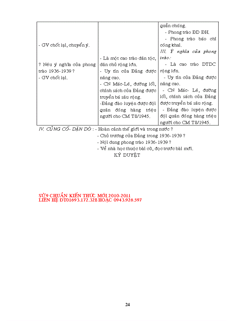 image for page Giao an Su 9 Chuan KT 3 cot