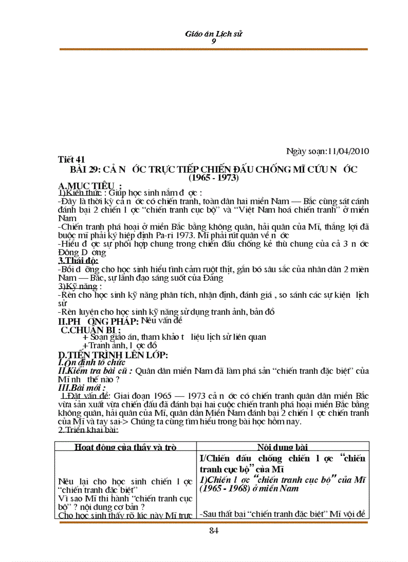 image for page Giao an Su 9 theo mau moi t1 8