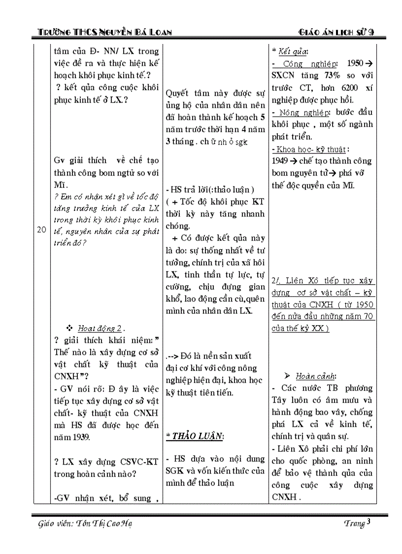 Giáo án sử 9 tích hợp tthcm