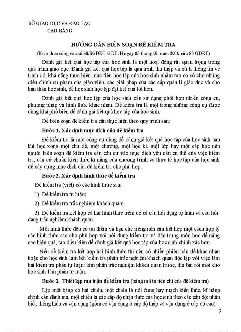 image for page Hướng dẫn biên soạn đề KT theo ma trận