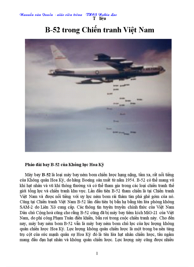 Máy bay B52 trong chiến tranh Việt Nam
