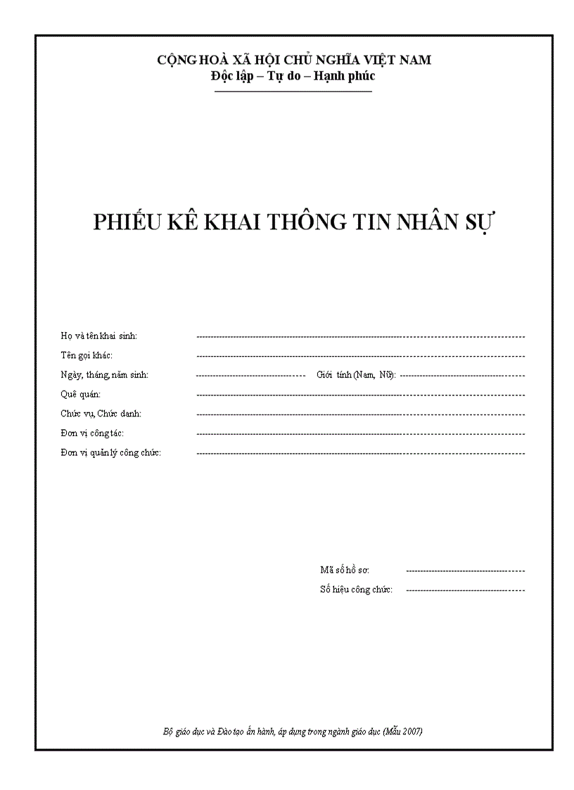 image for page Phiếu kê khai thông tin nhân sự