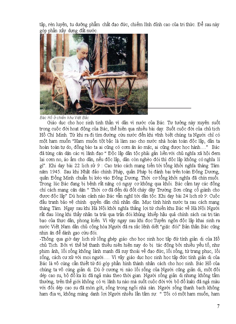 image for page SKKN Một vài kinh nghiệm về việc lồng ghép giáo dục tư tưởng đạo đức Hồ Chí Minh trong dạy học lịch sử