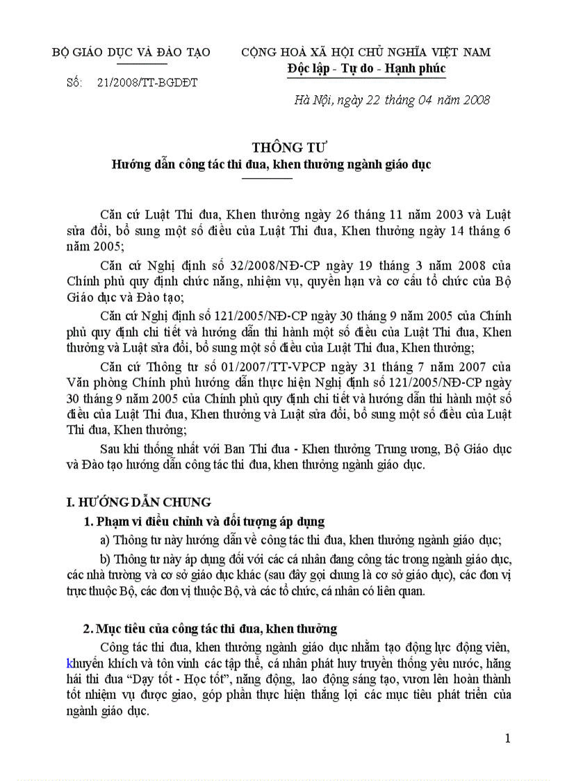 image for page Thông tư 21 Bộ giáo dục TT Thi đua