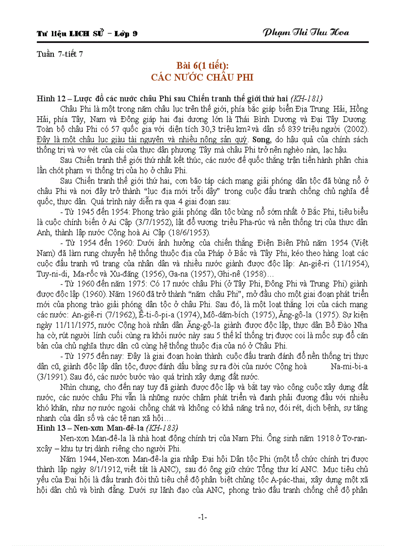 image for page Tư liệu Sử 9 Bài 6 7 Châu Phi và MLT