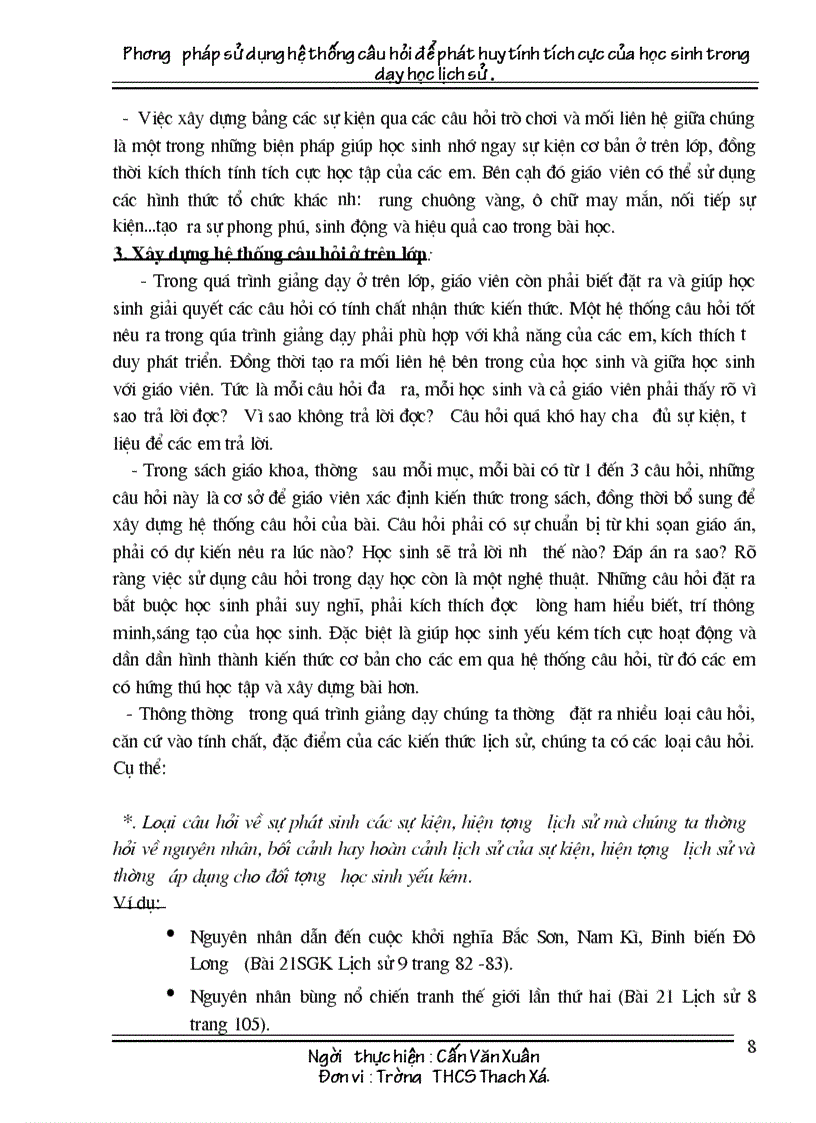 image for page Xay dung he thong cau hoi trong day hoc lich su