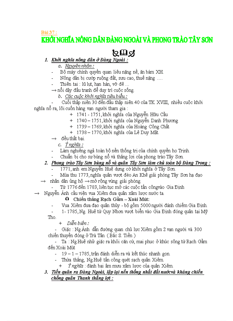 image for page Bài 37 Khởi nghĩa nông dân Đàng Ngoài và phong trào Tây Sơn
