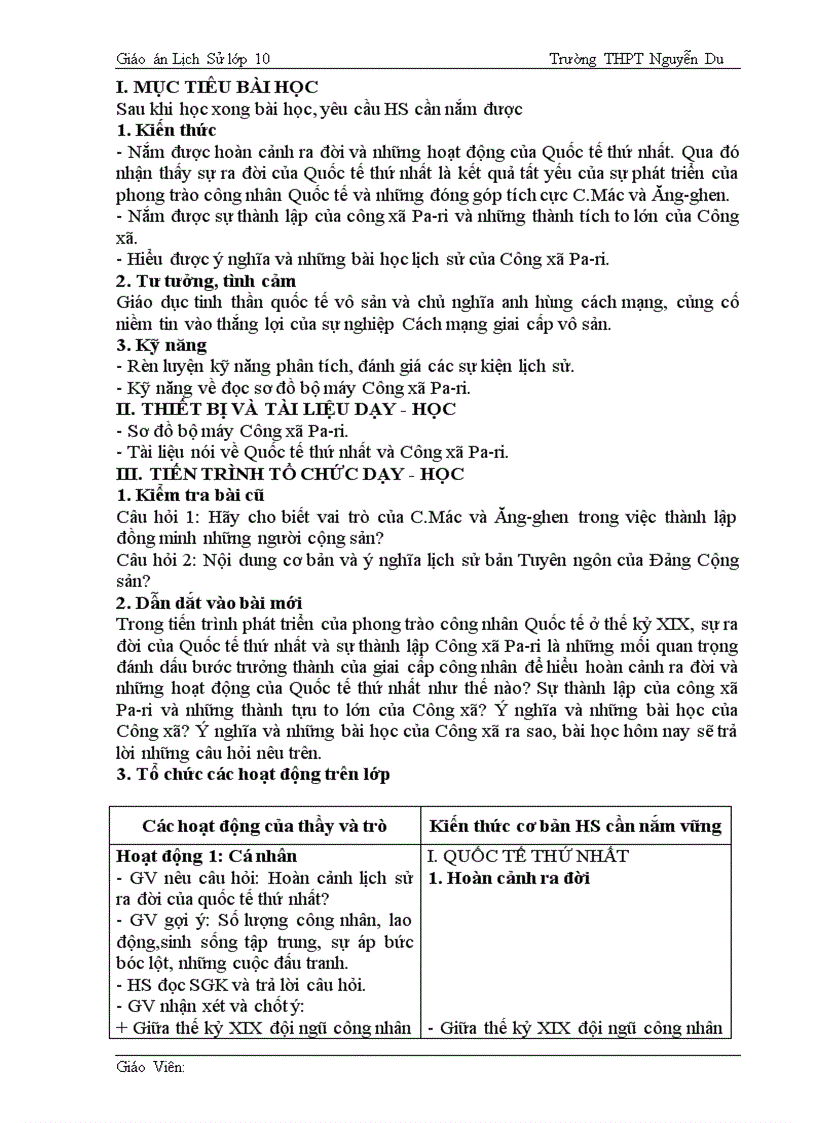 image for page Giáo án Lịch Sử 10 cơ bản chuẩn kiến thức