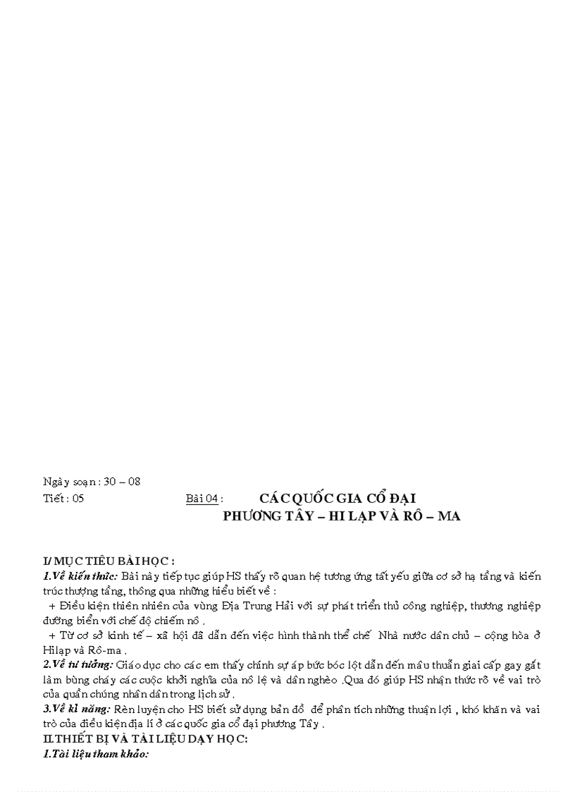 image for page Giáo án Lịch sử lớp 10 cơ bản