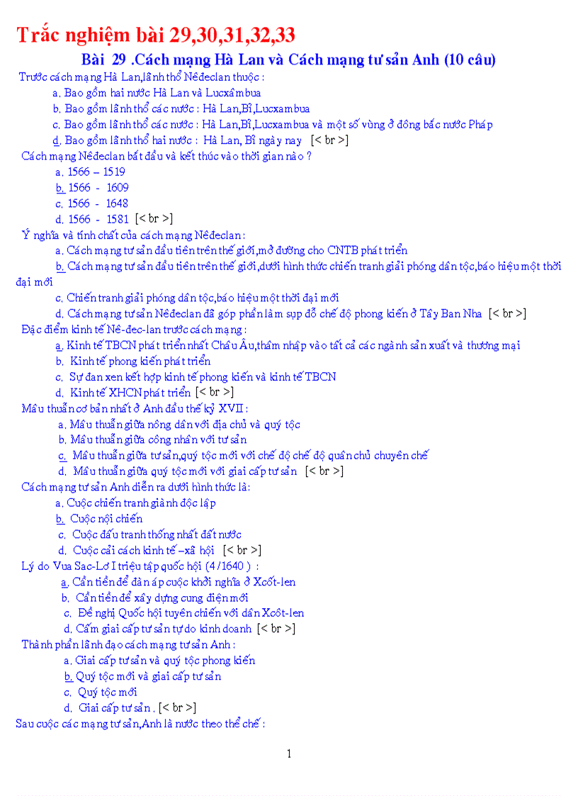 image for page Trắc nghiệm 10CB Bài 29 30 31 32 33