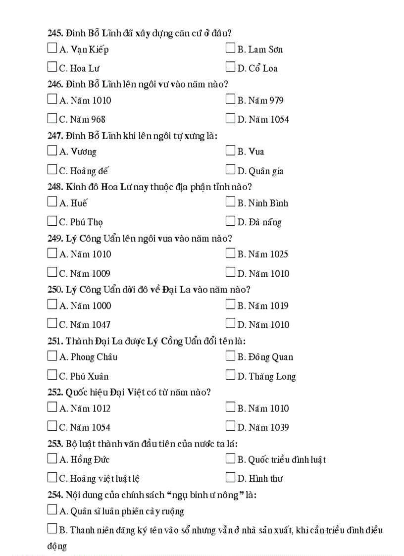 image for page 500 câu hỏi trắc nghiệm sử 12