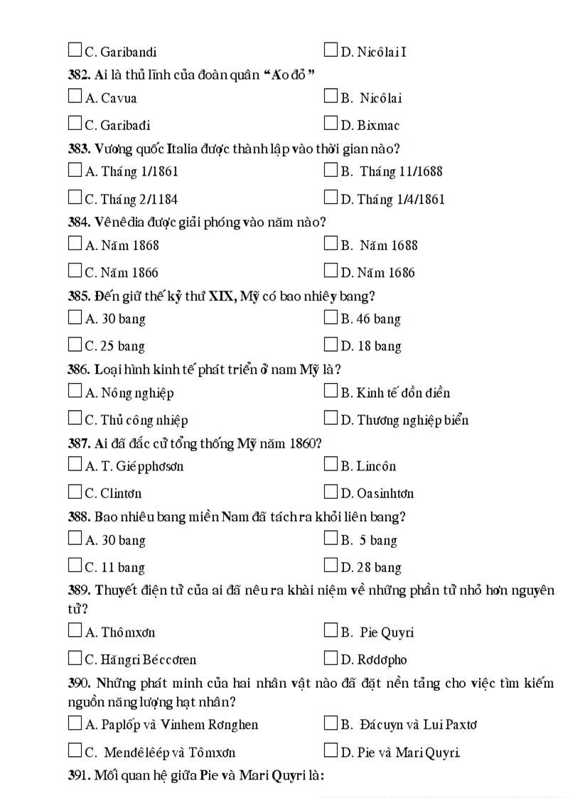 image for page 500 câu hỏi trắc nghiệm sử 12