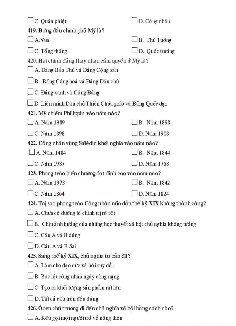 image for page 500 câu hỏi trắc nghiệm sử 12