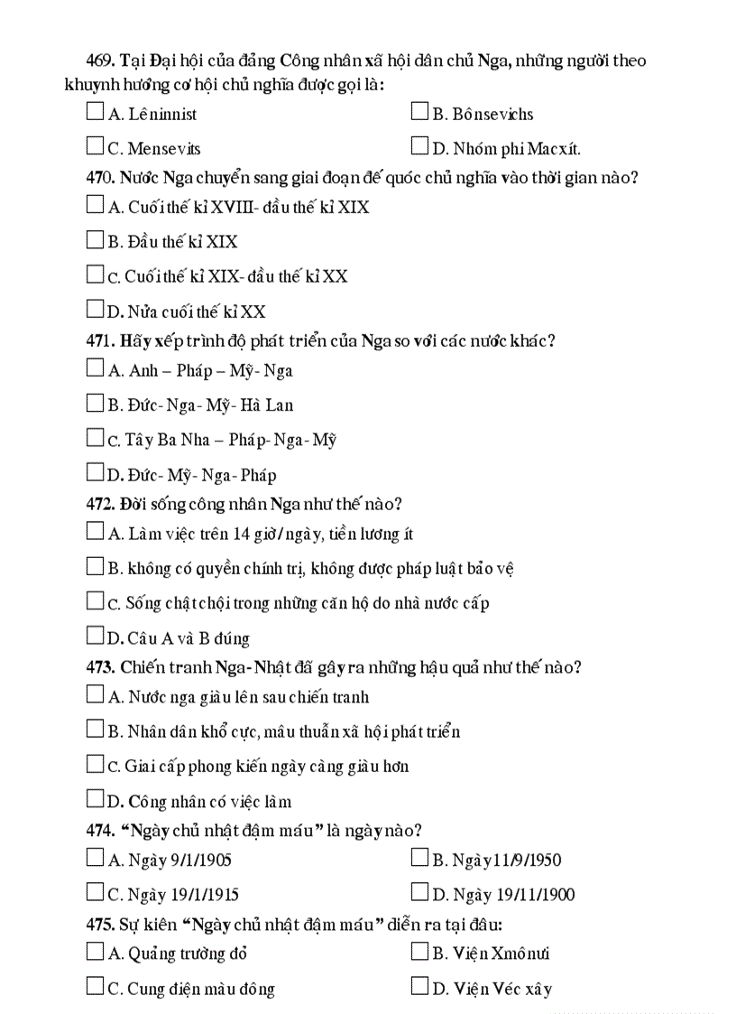 image for page 500 câu hỏi trắc nghiệm sử 12