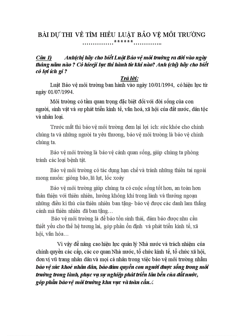 image for page Bai dư thi moi truong