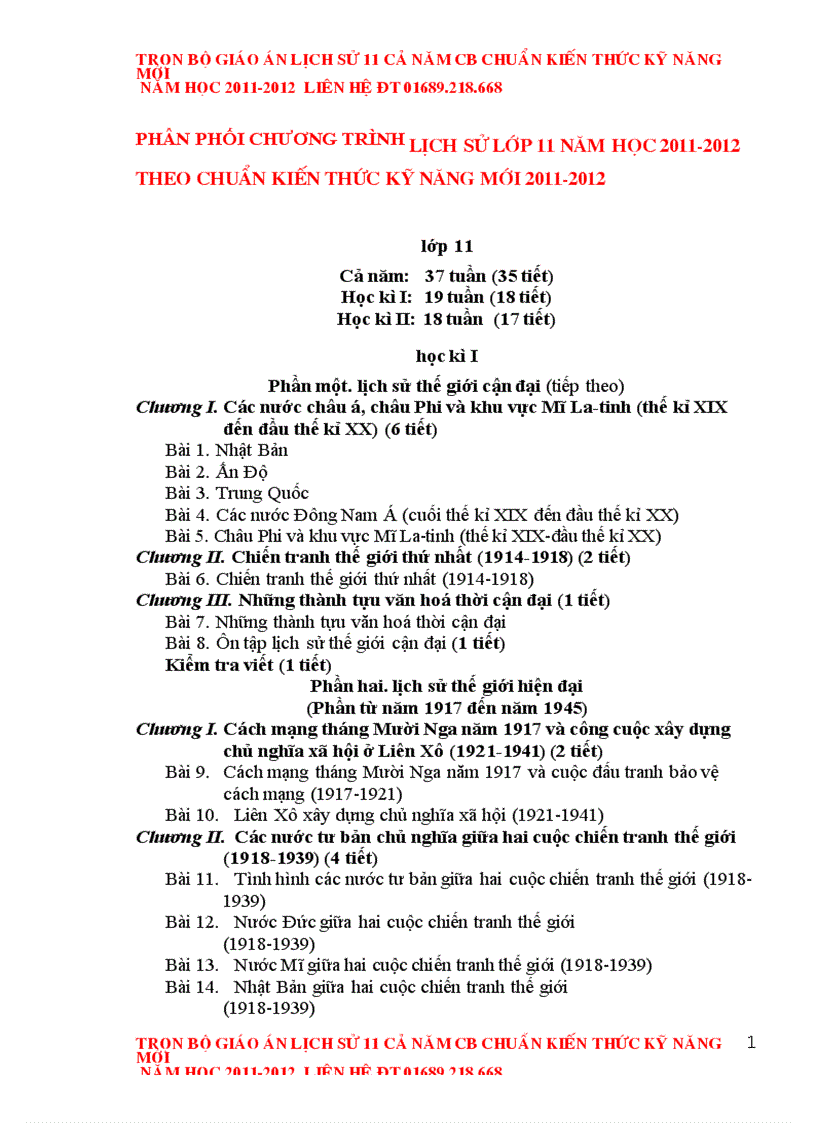 image for page Giáo án Lịch sử 11 chuẩn mới 2012