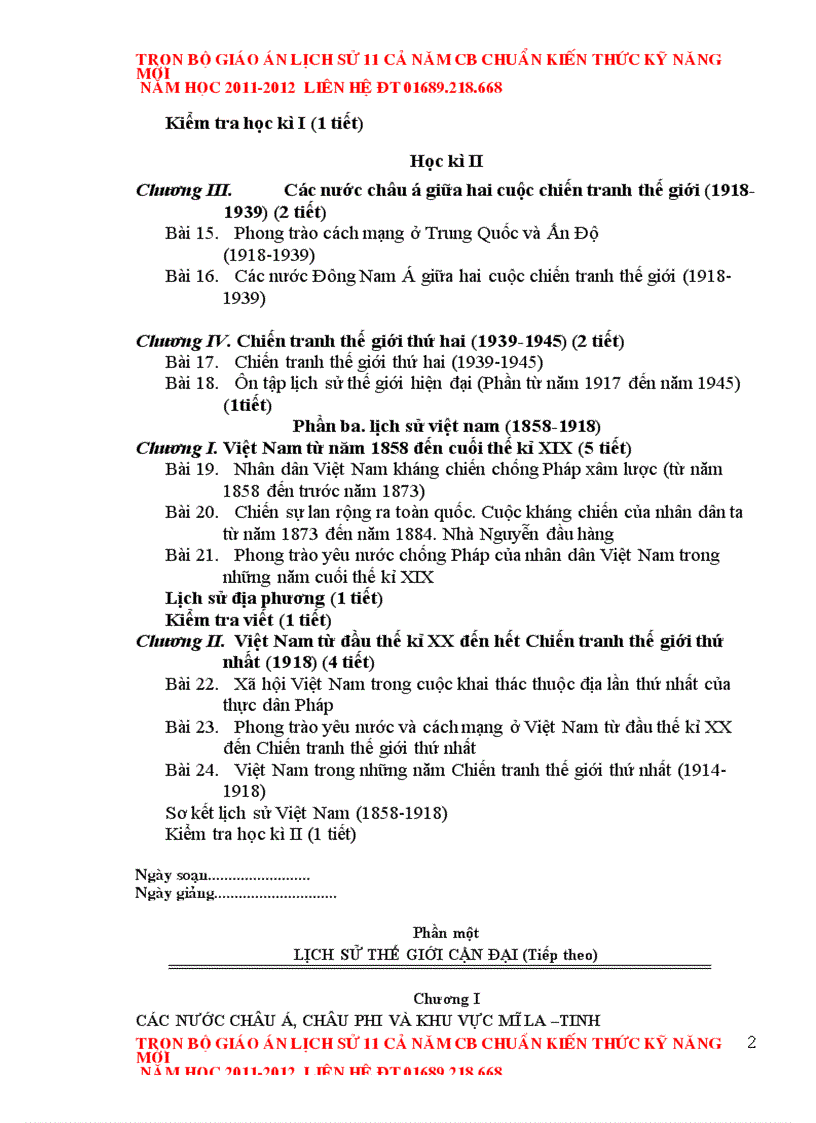 image for page Giáo án Lịch sử 11 chuẩn mới 2012