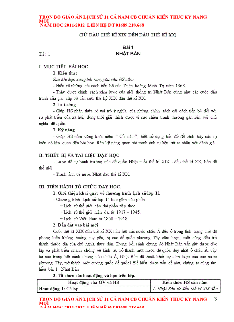 image for page Giáo án Lịch sử 11 chuẩn mới 2012