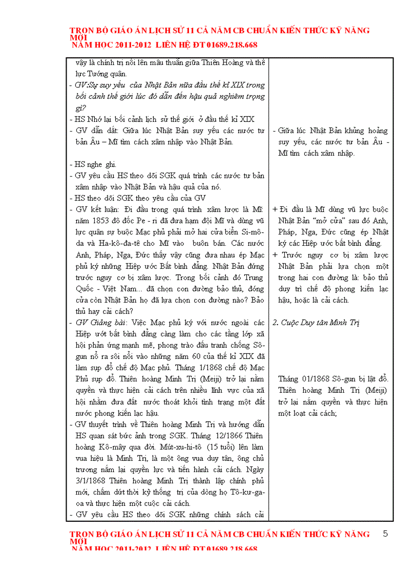 image for page Giáo án Lịch sử 11 chuẩn mới 2012