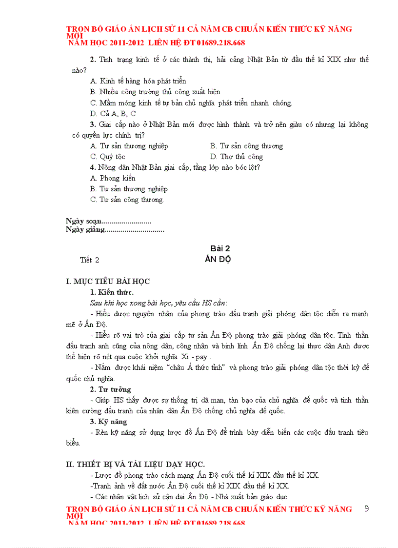 image for page Giáo án Lịch sử 11 chuẩn mới 2012