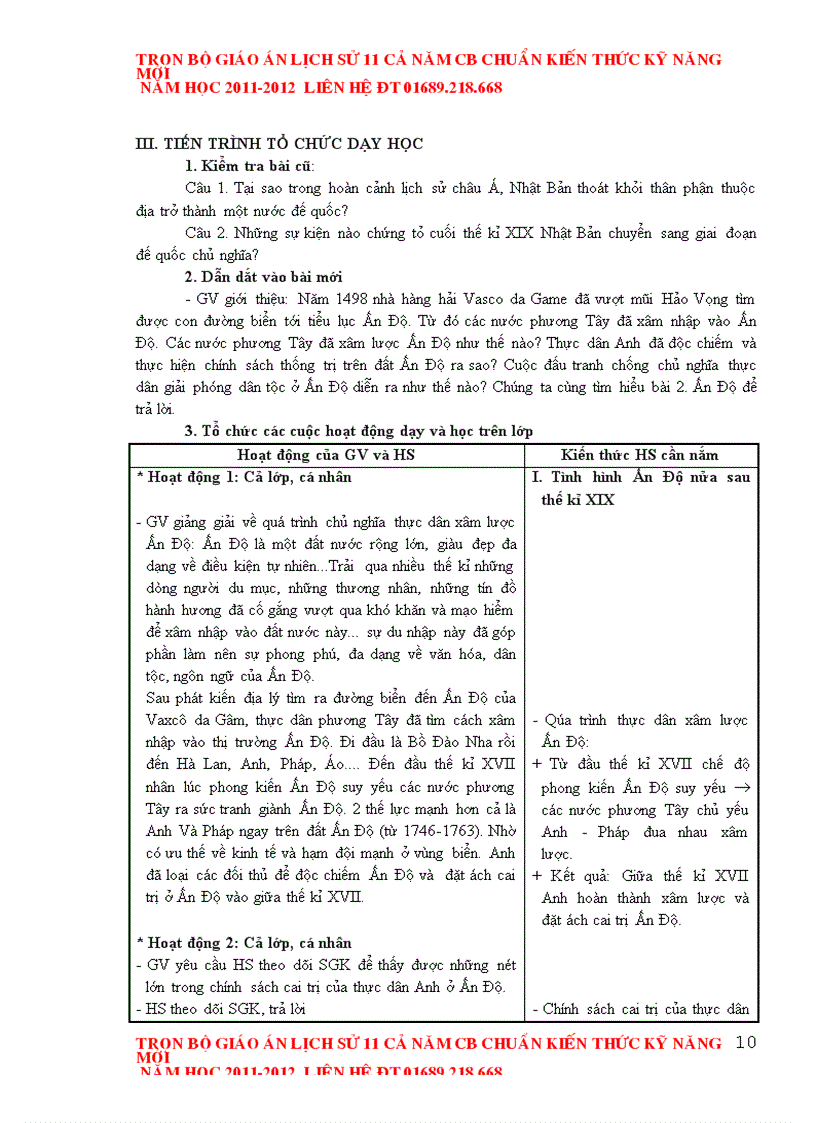 image for page Giáo án Lịch sử 11 chuẩn mới 2012