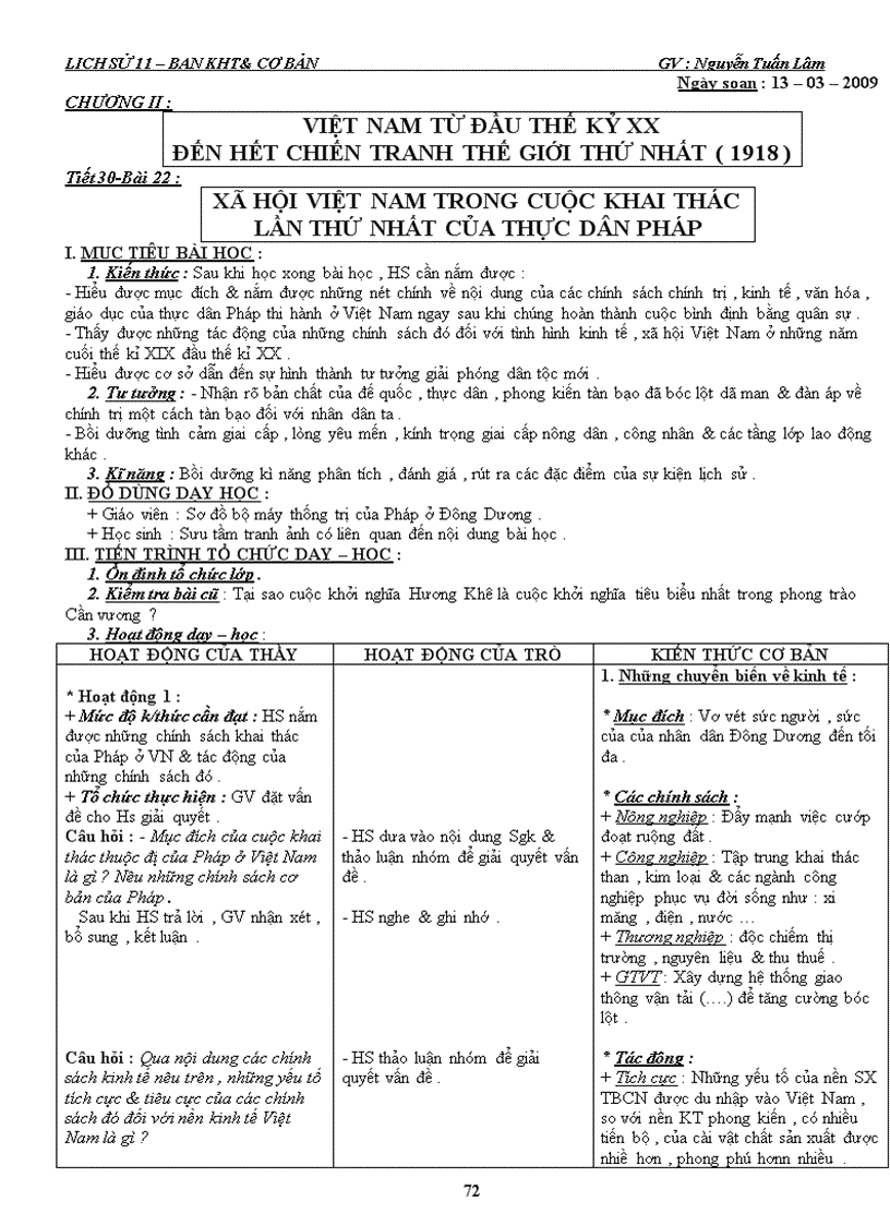 image for page Giáo án sử 11 phần Việt Nam