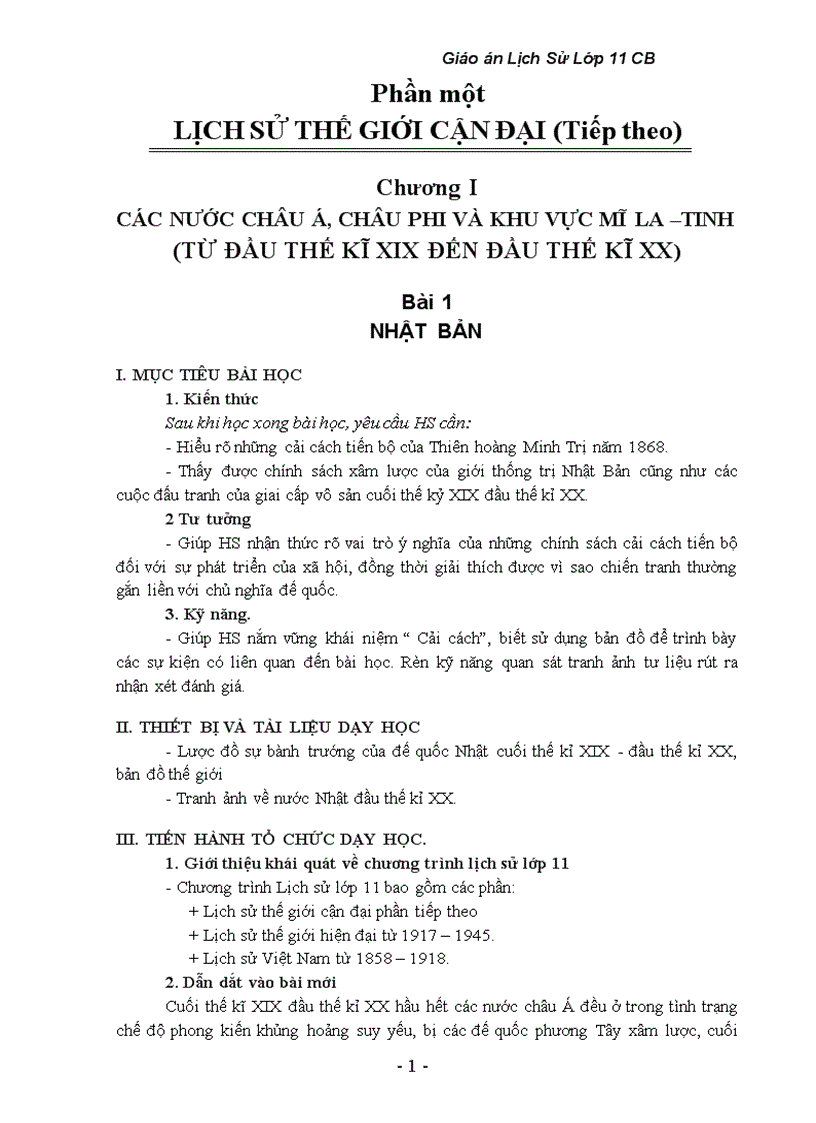 bài 1 lịch sử 11