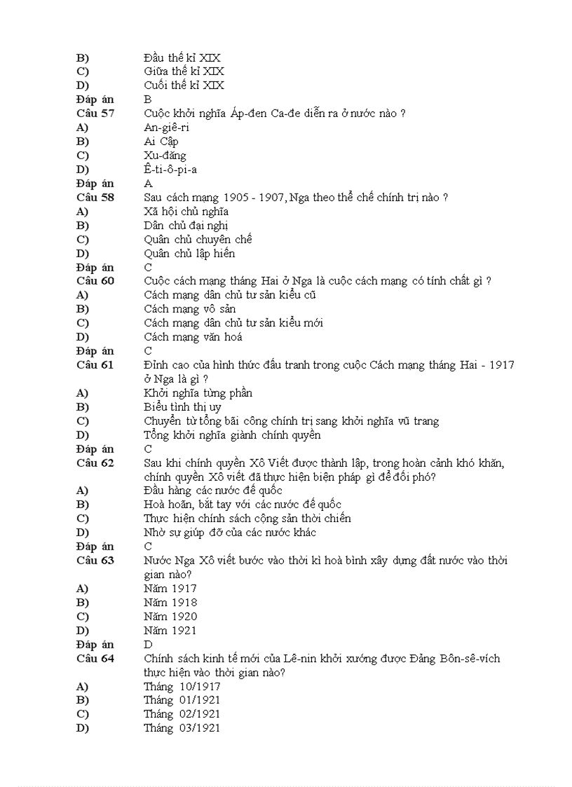 image for page 500 câu hỏi trắc nghiệm sử 12