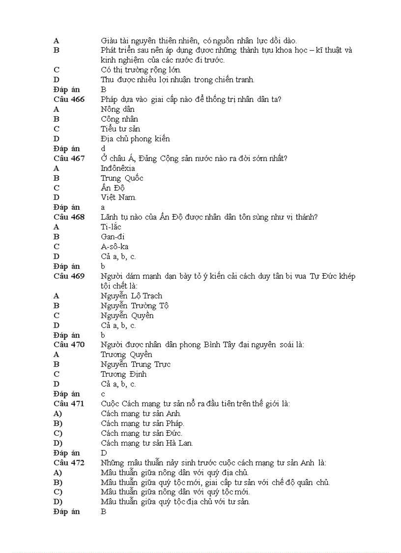 image for page 500 câu hỏi trắc nghiệm sử 12