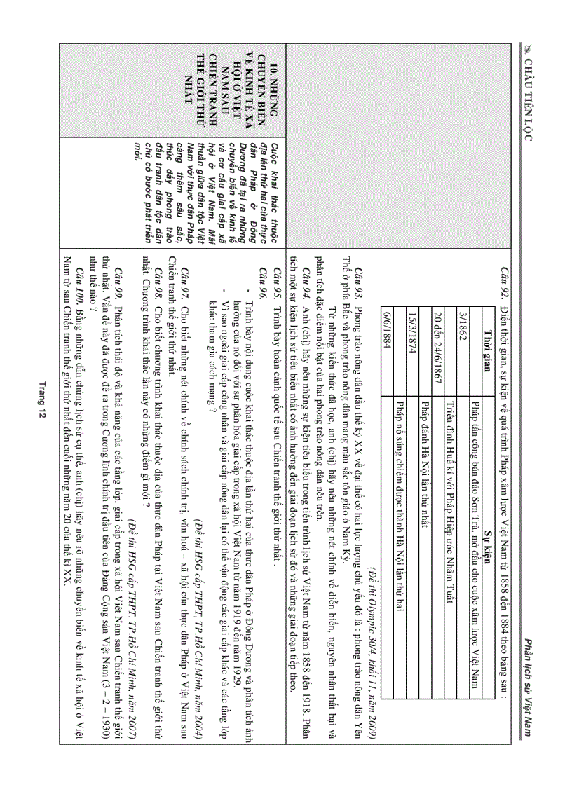 image for page Bộ đề thi luyện tập Môn Sử Phần Sử VN 1858 2000