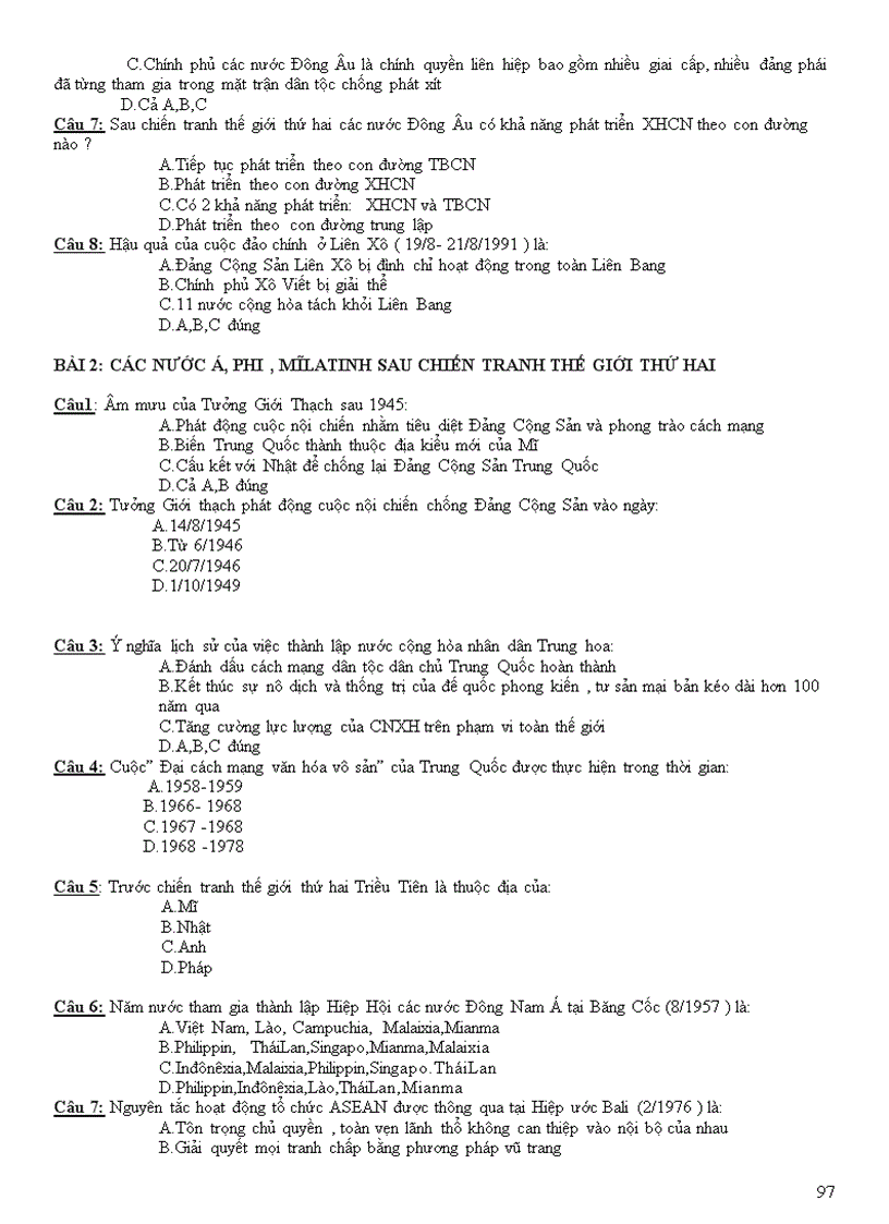 image for page Câu hỏi trắc nghiệm lịch sử 12