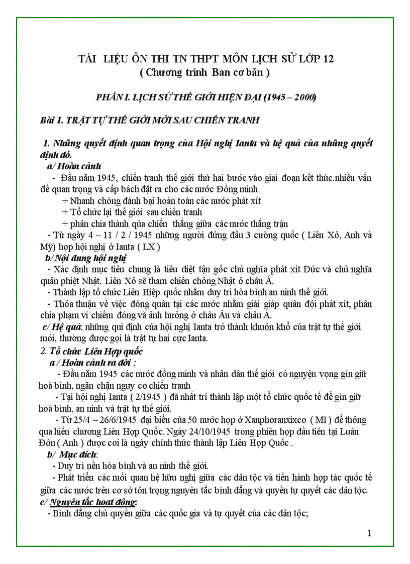image for page Đề cương ôn thi Lịch sử 12 cơ bản