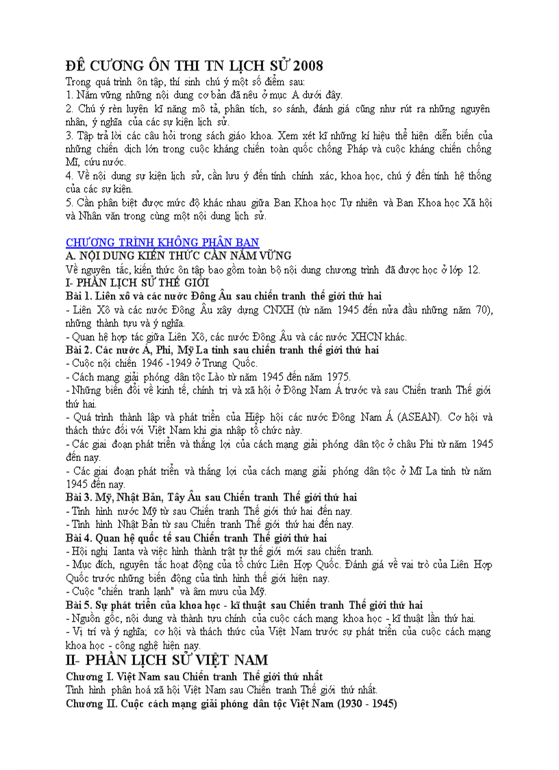image for page Đề cương ôn thi TN môn lịch sử PTTH 2008