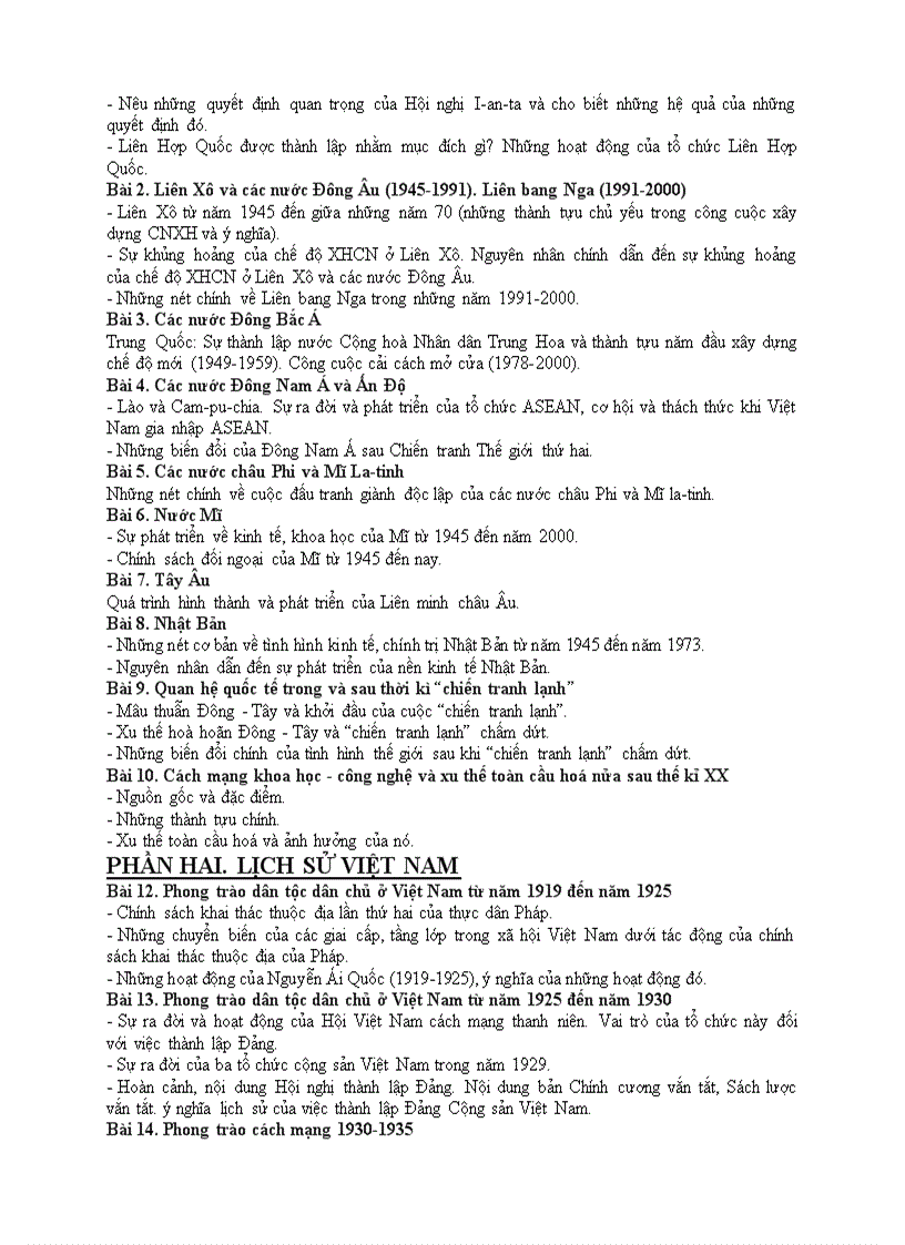 image for page Đề cương ôn thi TN môn lịch sử PTTH 2008