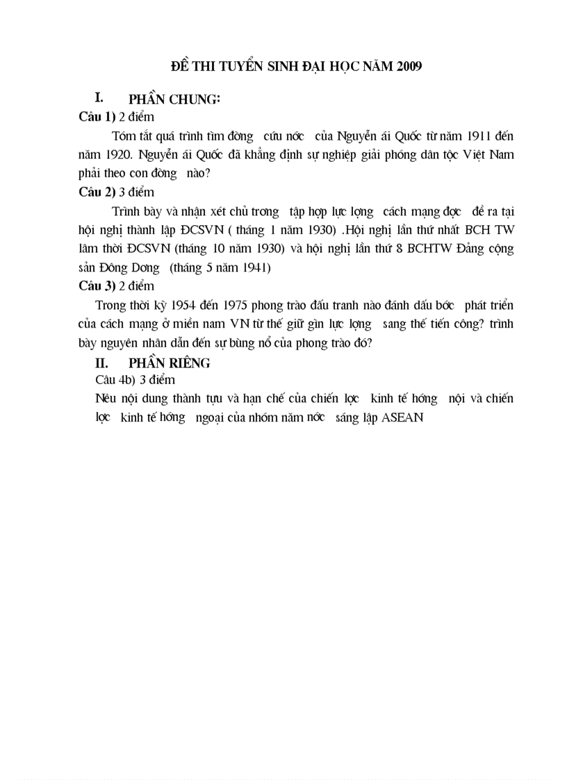 image for page Đề thi đại học môn sử 2009