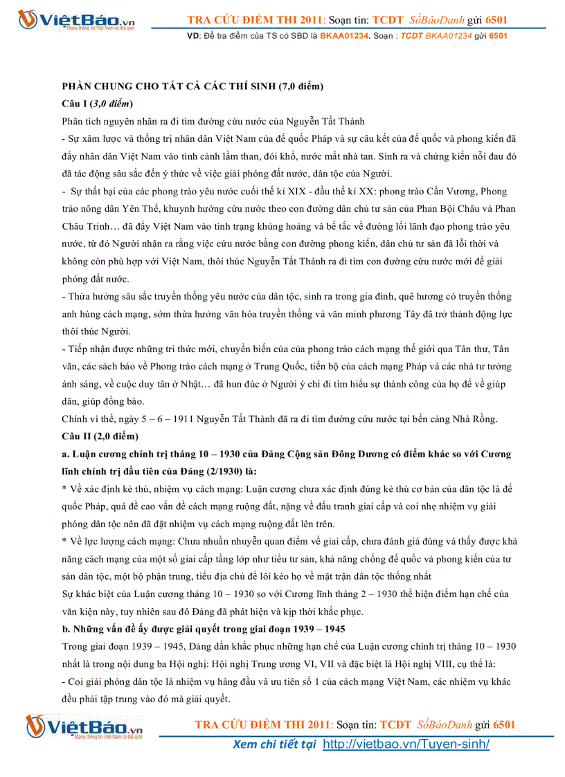 image for page Đề thi đáp án môn sử đh khối c năm 2011