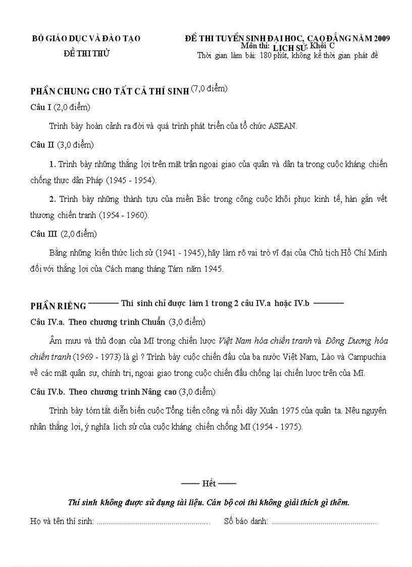 image for page Đề thi thử đại học khối C