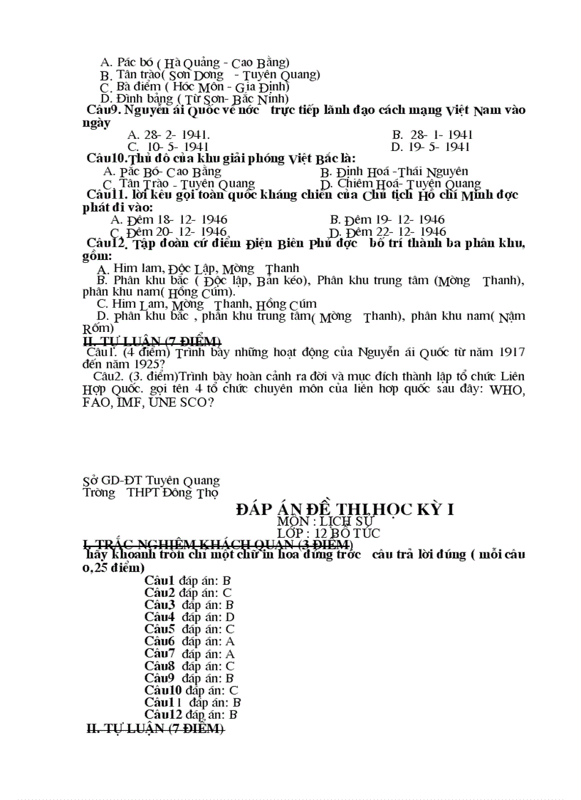 image for page Đề và đáp án thi học kì I