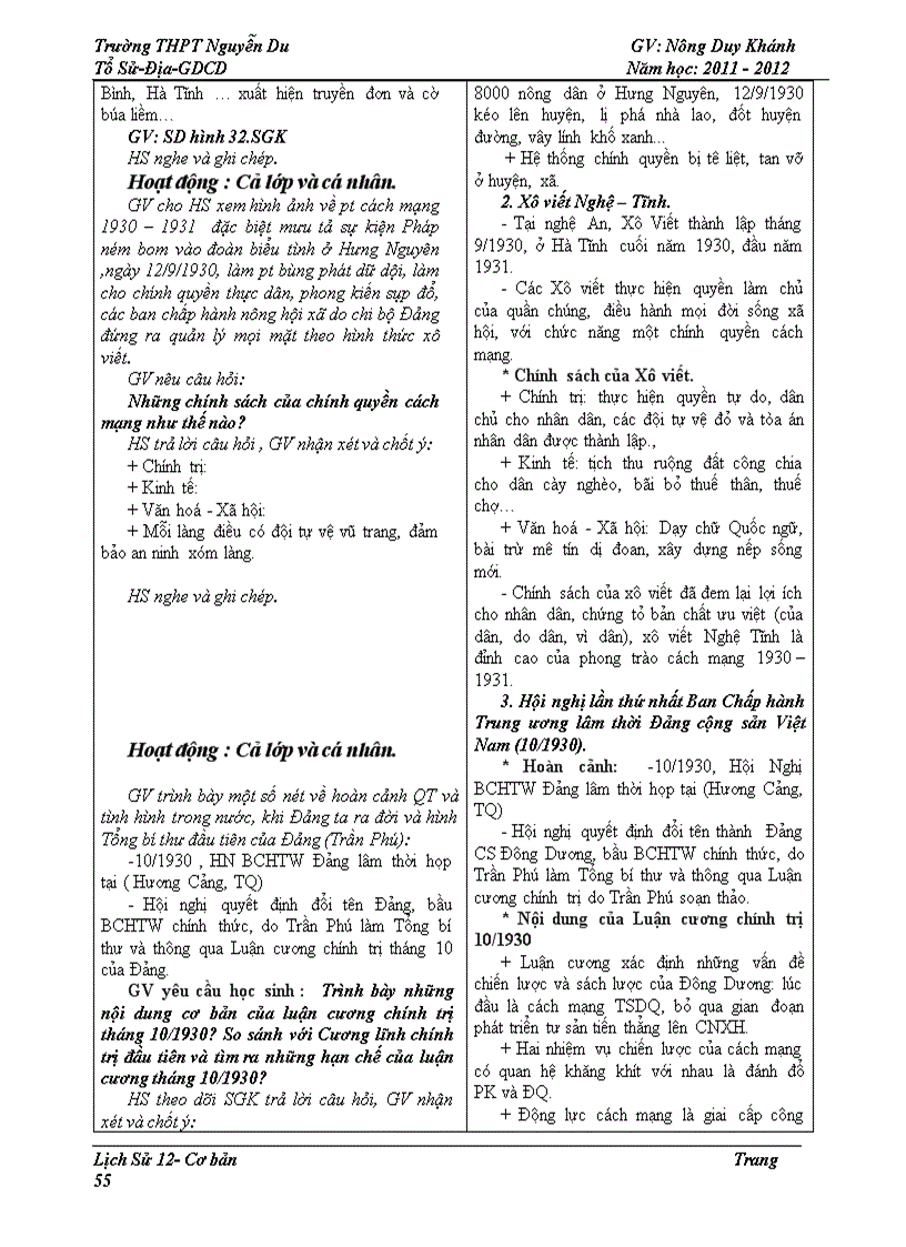 image for page Giáo án lịch sử 12 giảm tải