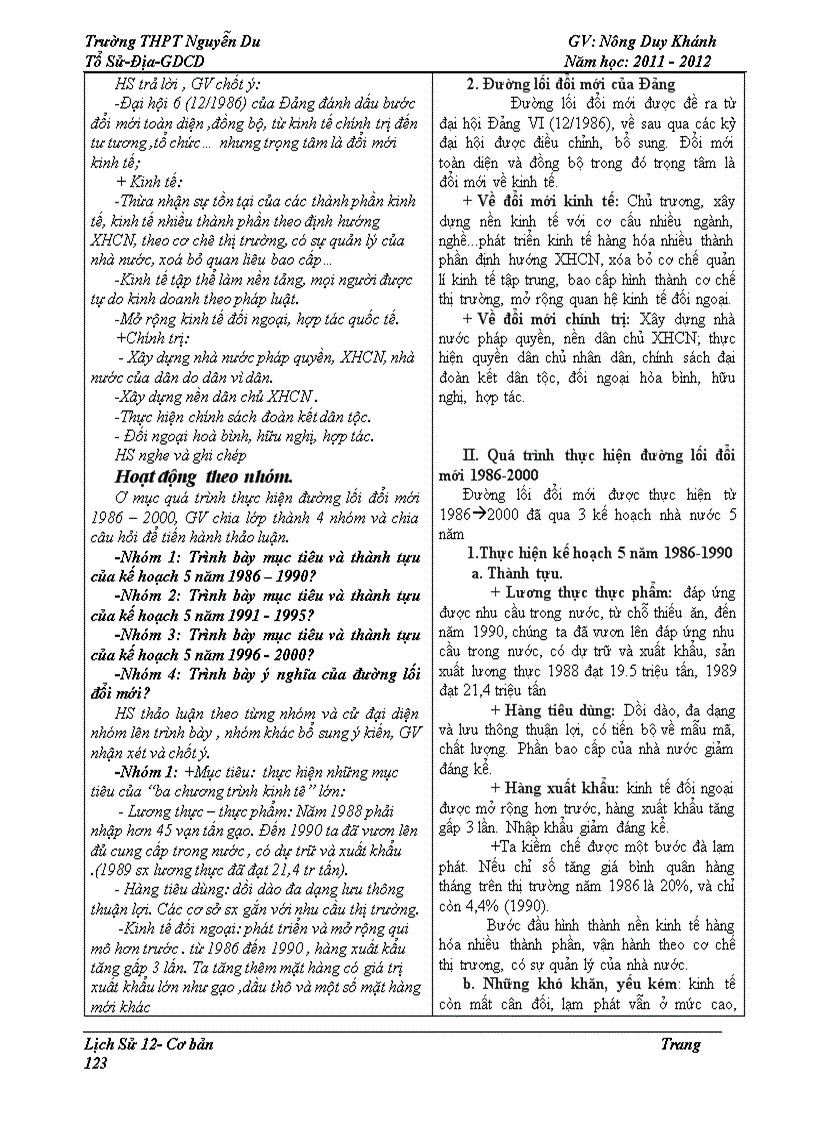 image for page Giáo án lịch sử 12 giảm tải