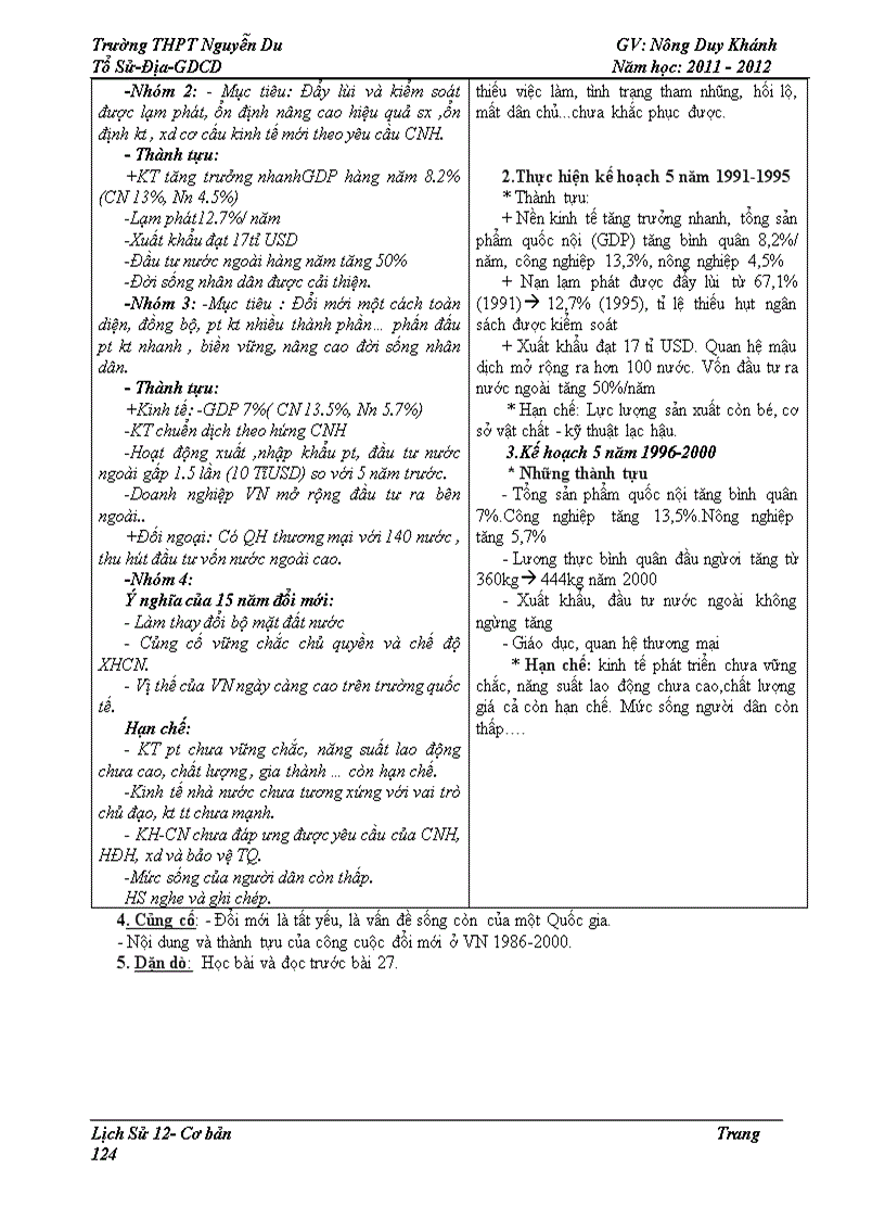 image for page Giáo án lịch sử 12 giảm tải