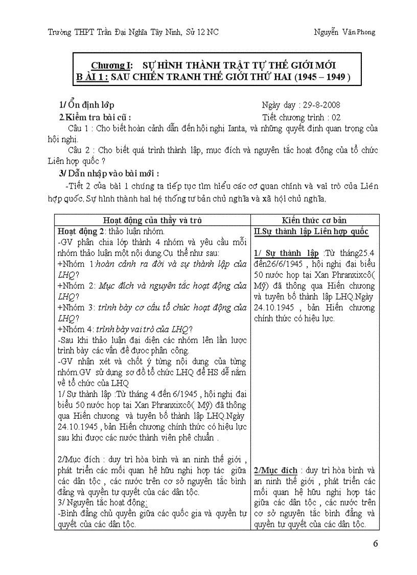 Giáo án sử 12 NC HKI