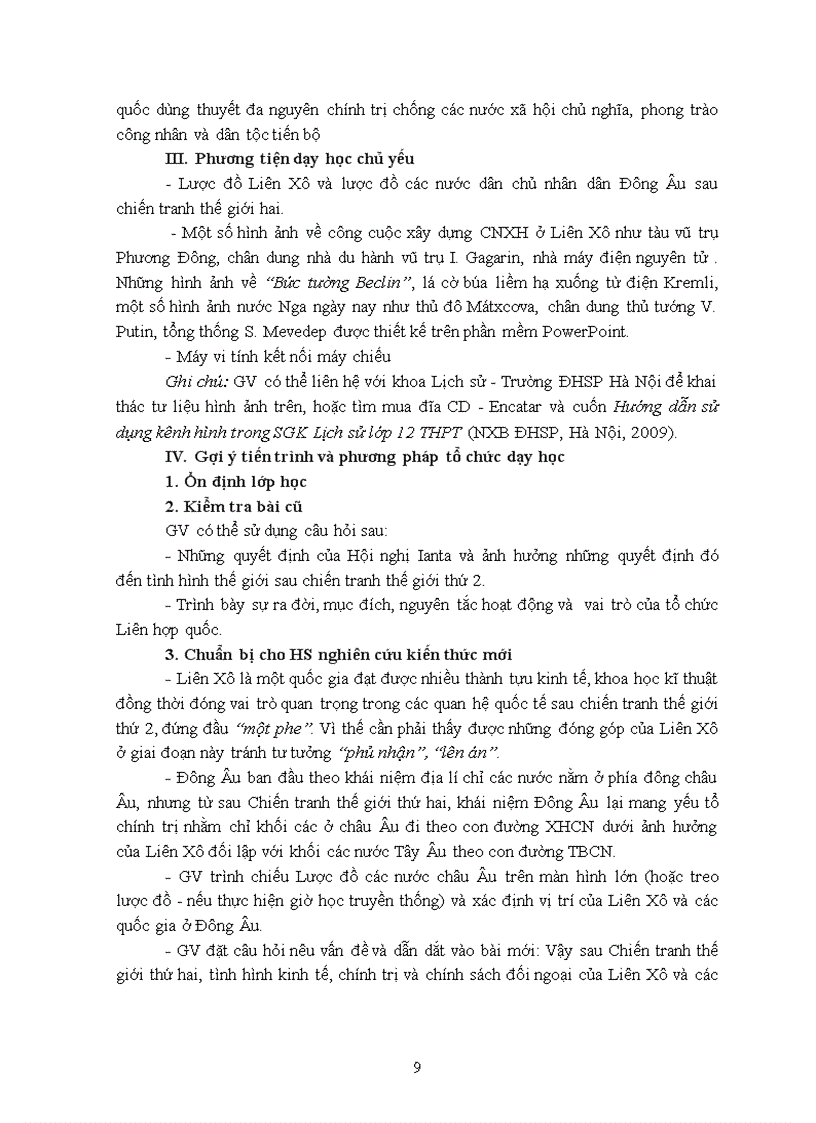 image for page Hướng dẫn dạy học theo chuẩn kiến thức kĩ năng Môn Lịch Sử lớp 12
