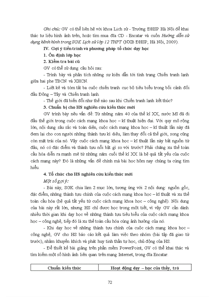 image for page Hướng dẫn dạy học theo chuẩn kiến thức kĩ năng Môn Lịch Sử lớp 12