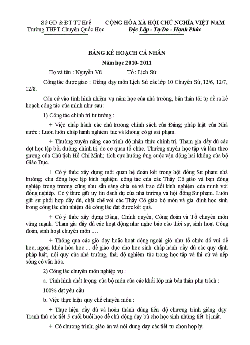 image for page Kế hoạch cá nhân 2011 2012