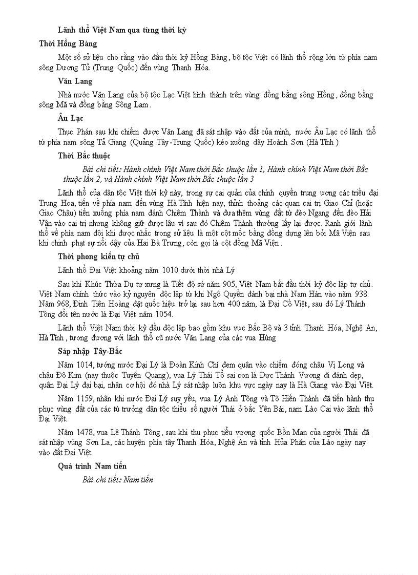 image for page Lãnh thổ Việt Nam qua các thời kì